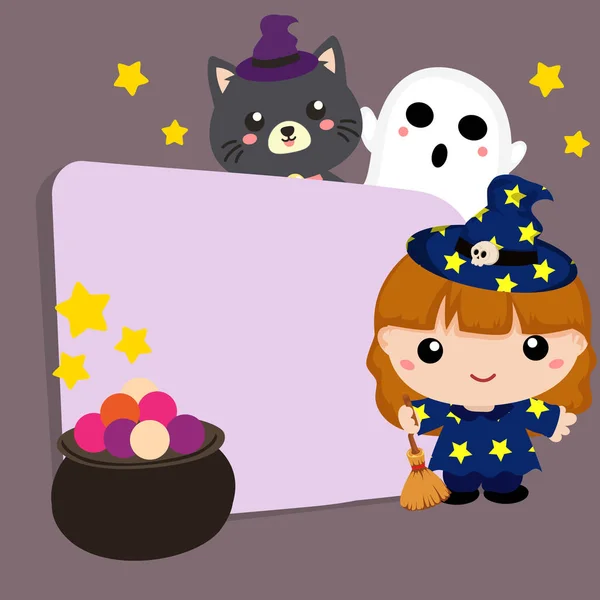 Feliz Halloween Carácter Adorable Estilo Plano — Vector de stock