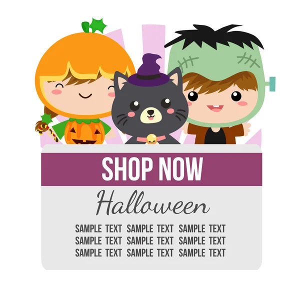 Kostium Halloween Theme Dzieci Frankenstein — Wektor stockowy