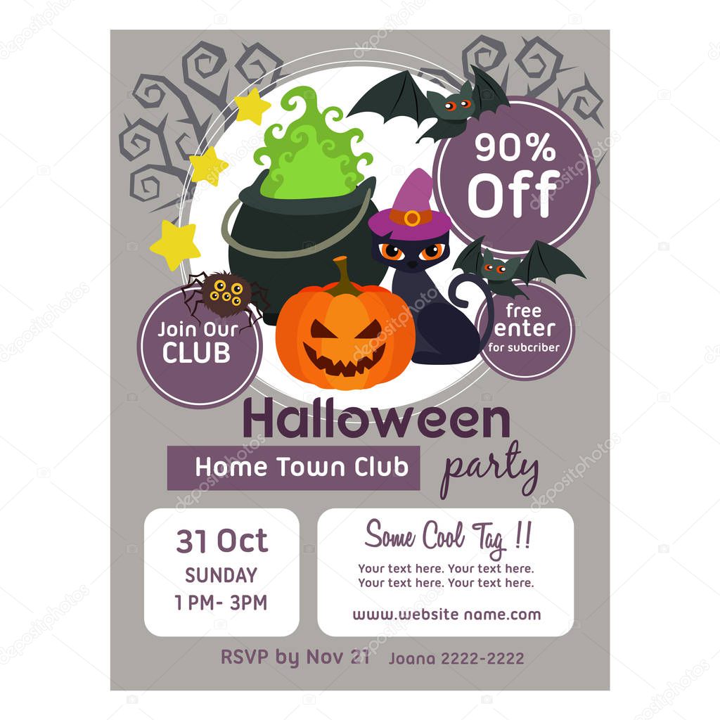 halloween poster template with pot of magic