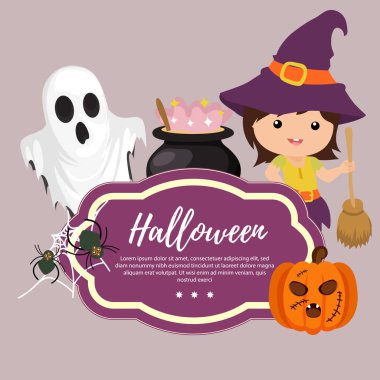 Şablon halloween cadı ile süpürge