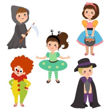set çocuklar halloween kılık