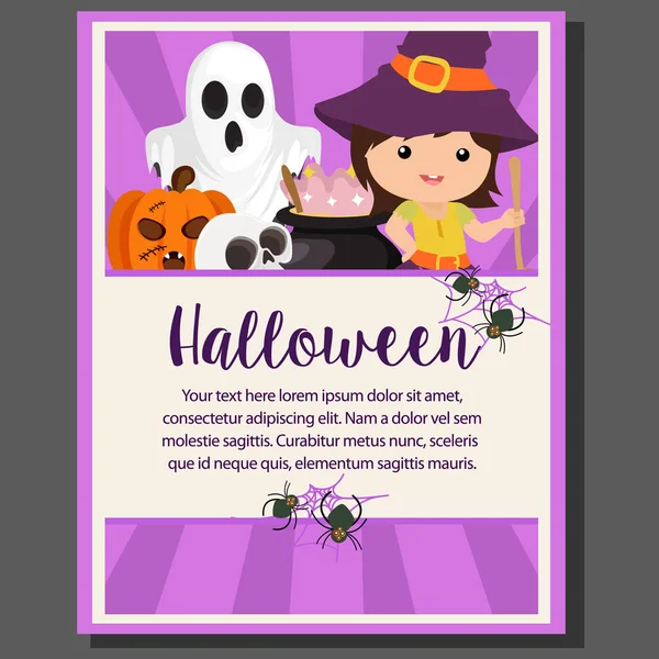 Happy Halloween Tematu Plakat Czarownice Miotły — Wektor stockowy