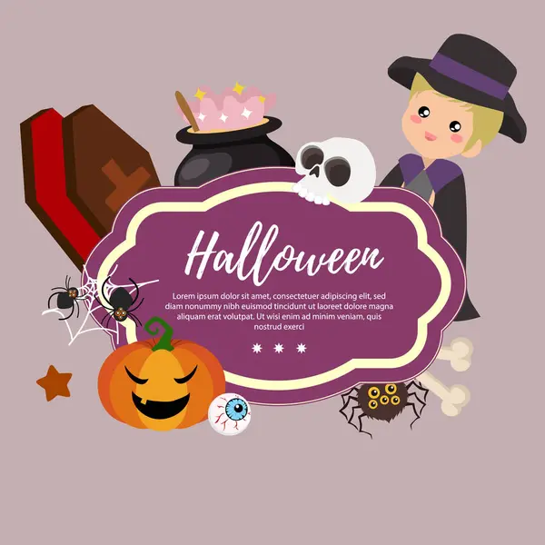 Vorlage Halloween Mit Kostümjunge — Stockvektor