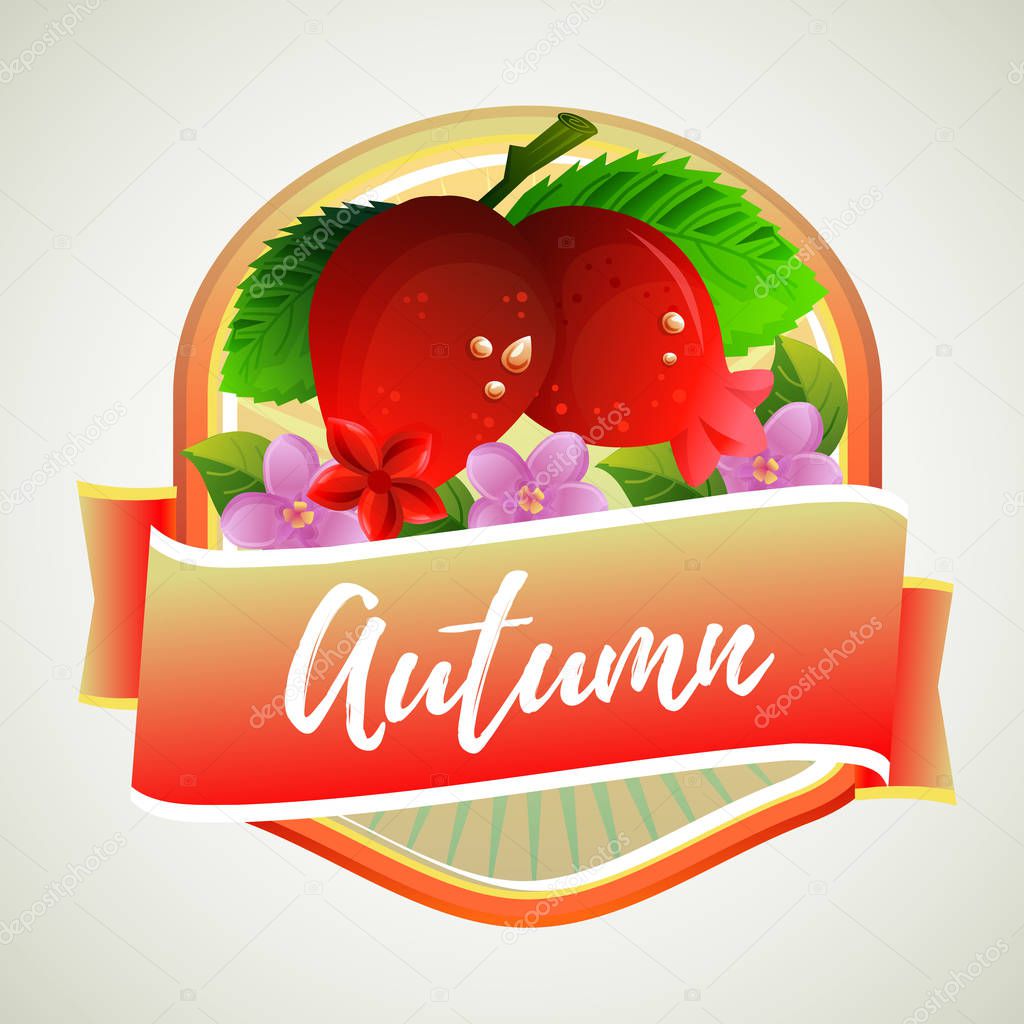 autumn badge with cranberry