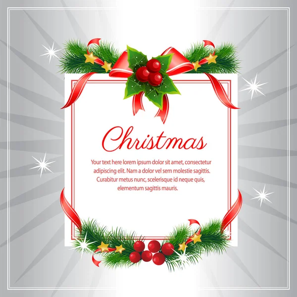 Decoración Cinta Navidad Texto Cuadrado — Vector de stock