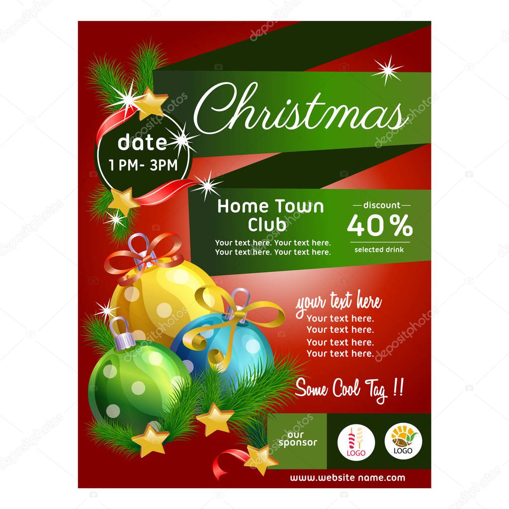 colorful christmas poster with bell decoration