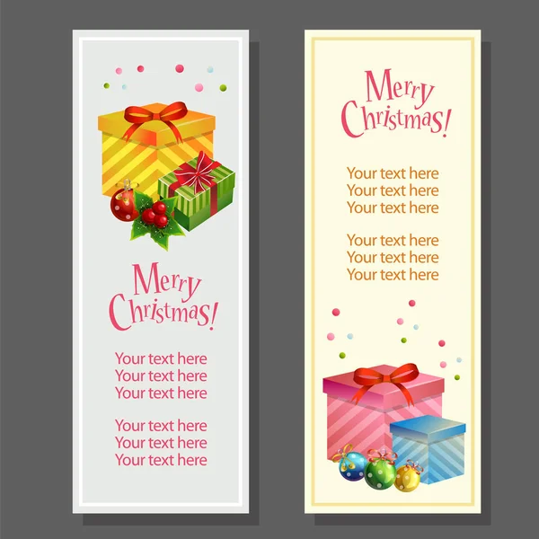 Banner Verticale Natalizio Con Scatola Regalo — Vettoriale Stock