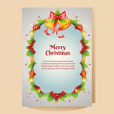 Noel poster Atatürk çiçeği süslü ve bell ile