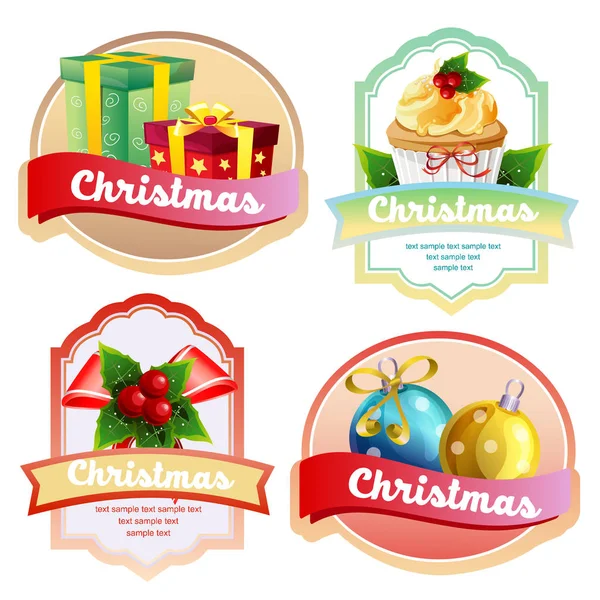 Aranyos Karácsonyi Címke Elem — Stock Vector