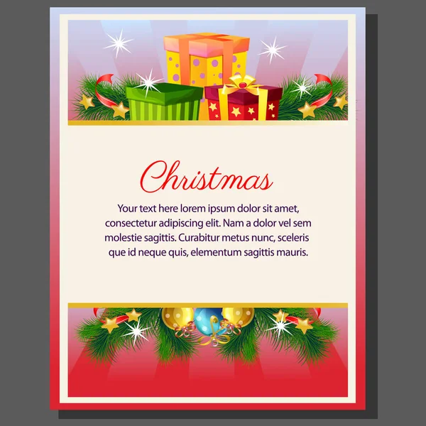 Happy Christmas Theme Poster Gift Box Decoration — Stock Vector