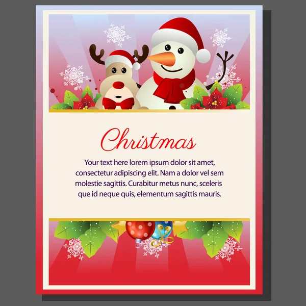 Joyeux Noël Thème Affiche Bonhomme Neige — Image vectorielle