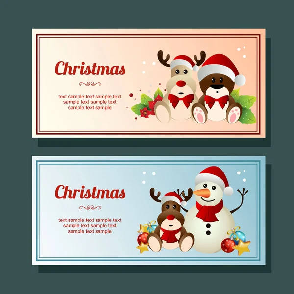 Christmas Season Snowman Decoration Horizontal Banner — Stock Vector