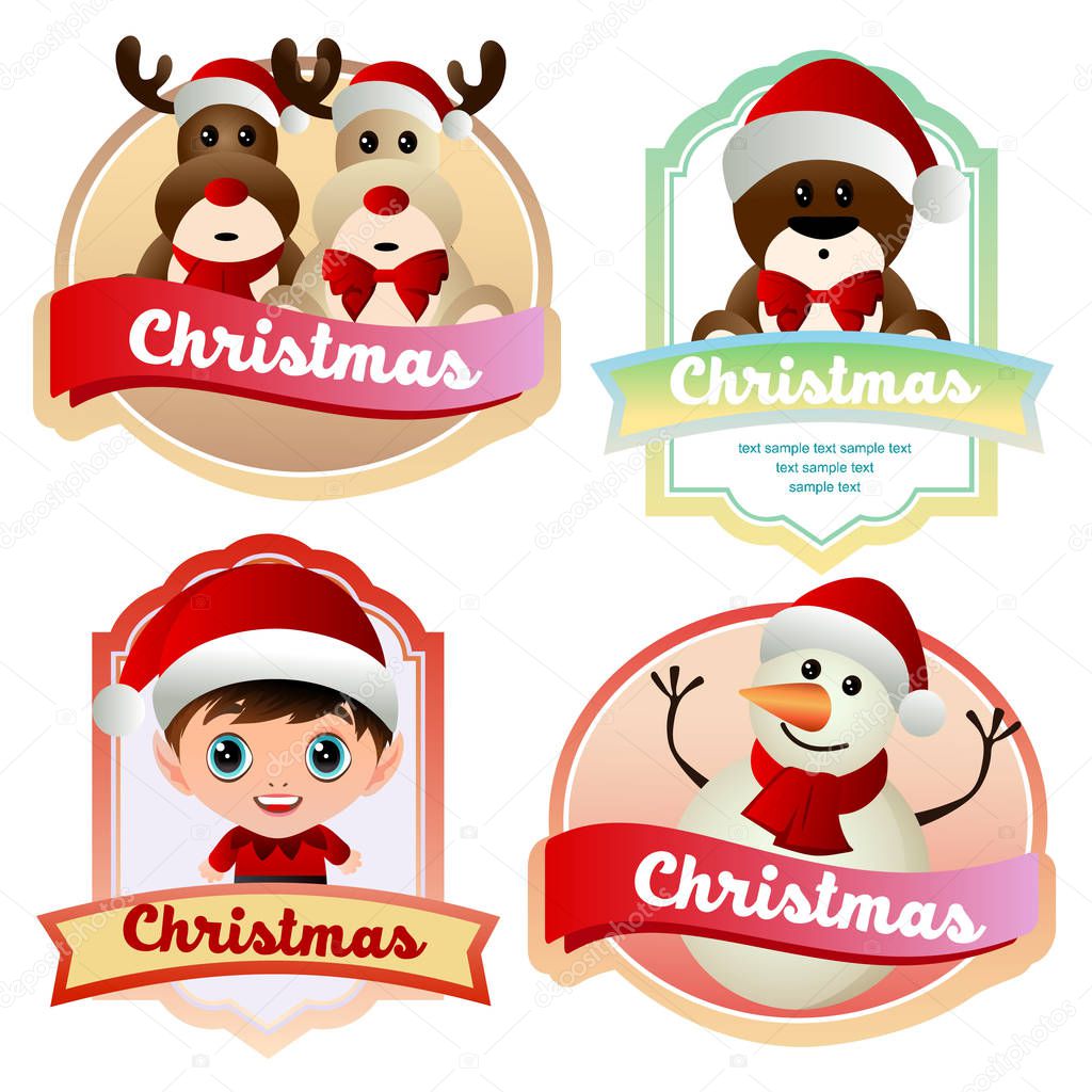 cute christmas label with cute element