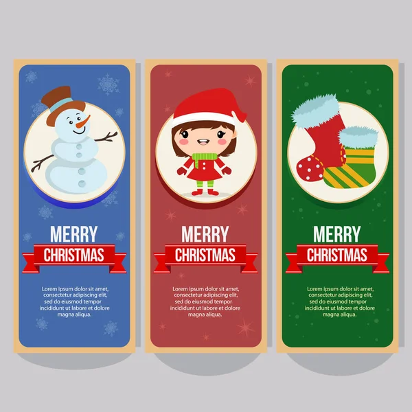 Banner Vertical Navidad Con Disfraz Para Niños — Vector de stock