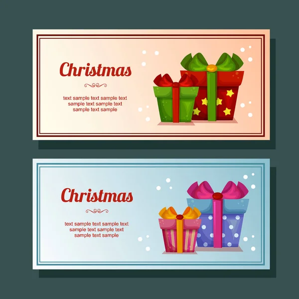 Regalo Decoración Temporada Navidad Presente Banner Horizontal — Archivo Imágenes Vectoriales