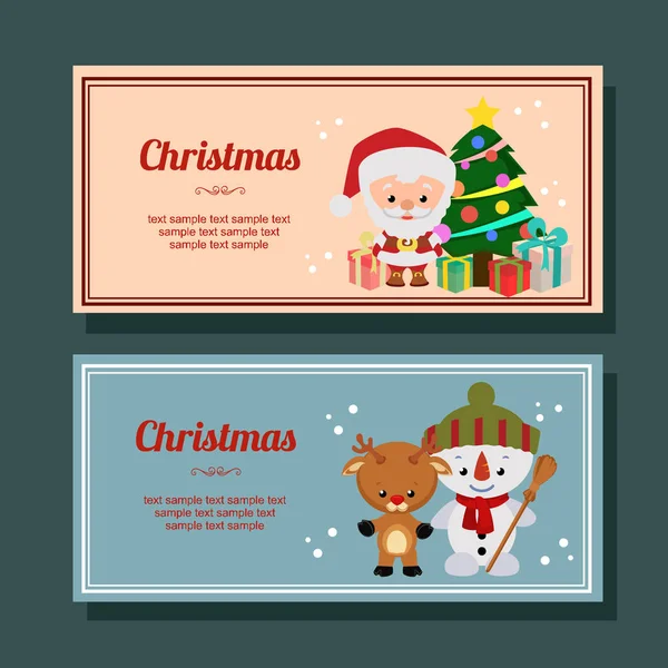 Decoración Temporada Navidad Santa Claus Pancarta Horizontal — Vector de stock