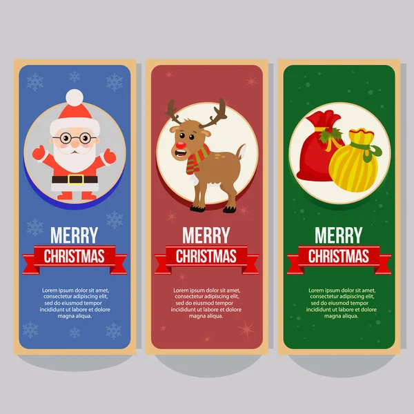 Banner Vertical Navidad Con Sacos Presentes Santa Claus — Vector de stock