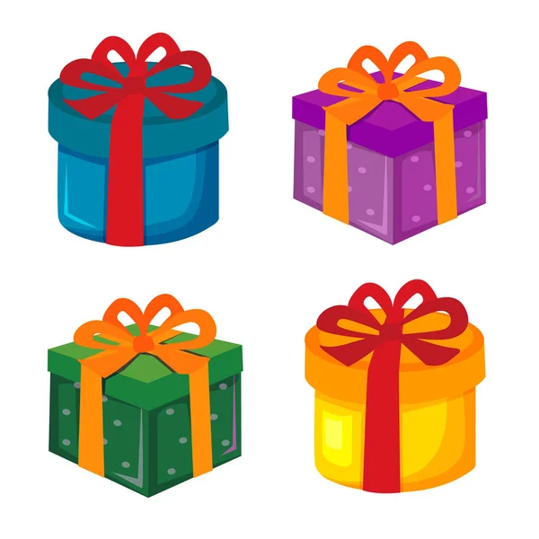 Weihnachtsgeschenk Box Cartoon Element Set — Stockvektor