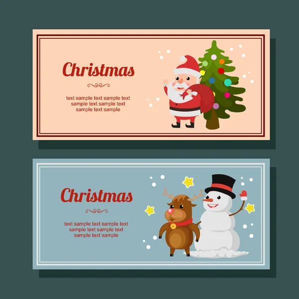 Рождественский Сезон Украшения Горизонтальный Баннер Счастливый Санта — стоковый вектор