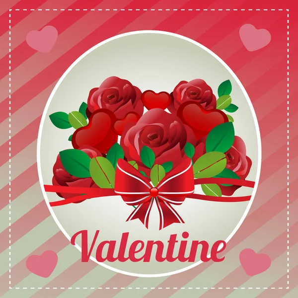 Modelo Alegre Valentine Cartão Com Amor Vermelho Rosa — Vetor de Stock