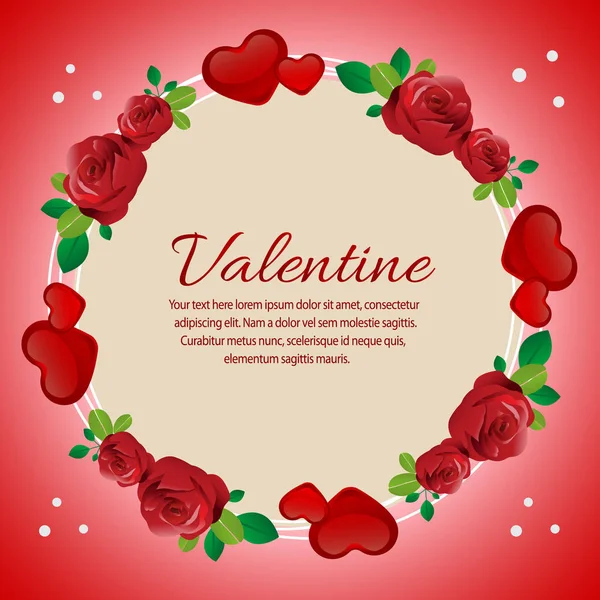 Tarjeta San Valentín Con Amor Rosa Roja Adornado — Archivo Imágenes Vectoriales