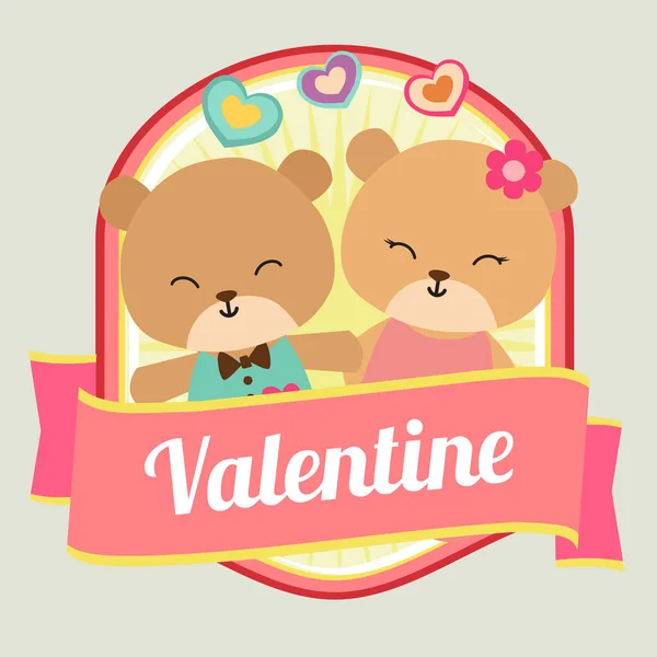 Valentine Badge Love Bear — Stock Vector