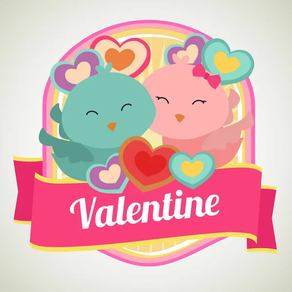 Valentine Badge Couple Bird — Stock Vector