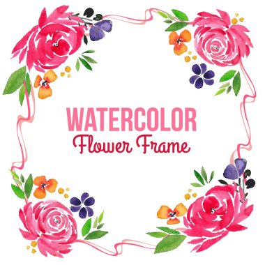 Çiçekli suluboya çerçeve