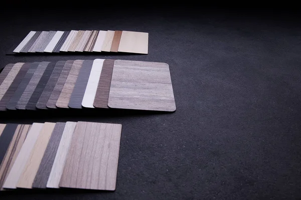 Design de Material de Interior conceito. Pavimento textura de madeira Amostras de — Fotografia de Stock