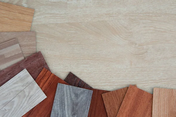 木の材料 材料設計 インテリアデザイン素材 木材のサンプル ラミネート 初心者 ビニール 木の質感のパターン クルミ オーク — ストック写真