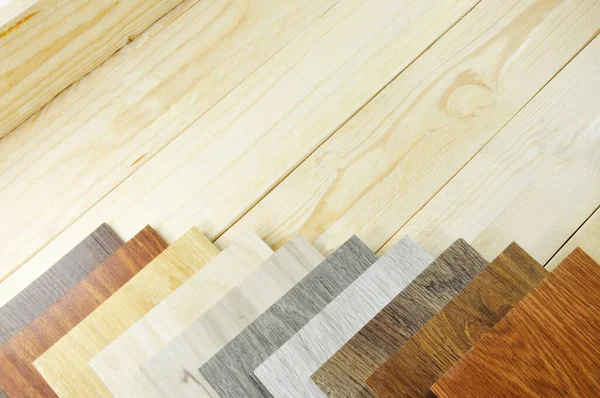 Dřevěné Laminátové Podlahy Vzorek Laminátových Vinylových Dlaždic Dubovém Dřevěném Podkladu — Stock fotografie