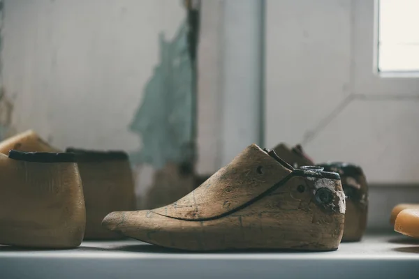 Крупним Планом Вигляд Незакінчених Деталей Взуття Майстерні Взуття — стокове фото