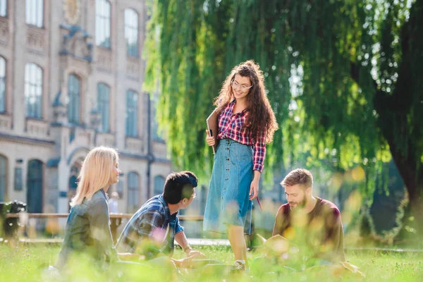 Studenten Ruhen Sich Park Aus Die Universität Hintergrund — Stockfoto