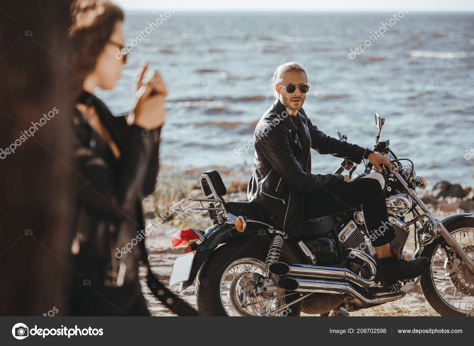 A Man in Black Leather Jacket Sitting Beside the Motorbike · Free Stock  Photo