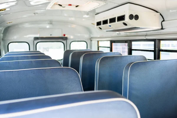 Interior of traditional school bus with air condition — Stock Photo
