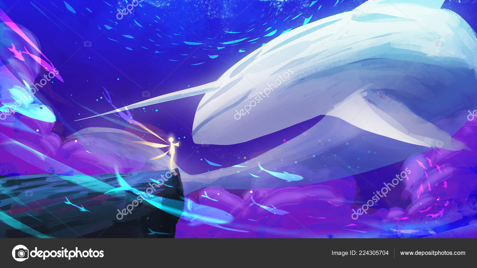 Unicorn Whale World Spitpaint Speedpaint Concept Art Fast Drawings Sketch  Stock Photo by ©NextMars 224305704