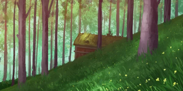 Natural Forest Park Fiction Backdrop Concept Art Ilustrație Realistă Joc — Fotografie, imagine de stoc