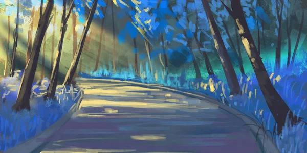 Natural Forest Park Fiction Backdrop Concept Art Realistic Illustration Video — Stock Photo, Image