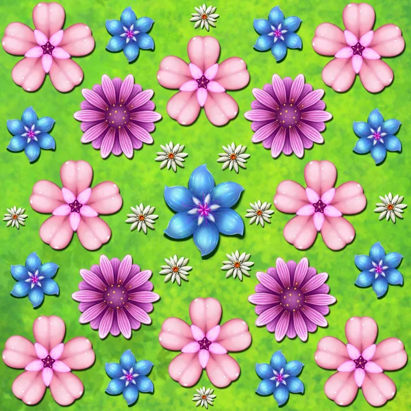 Close View Colorful Flowers Illustration — Stock Photo, Image