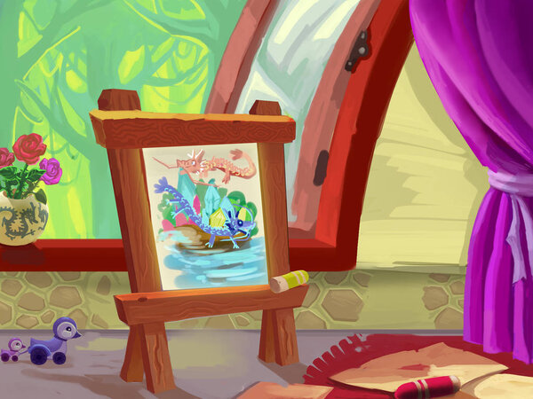 close up view of empty art room illustration