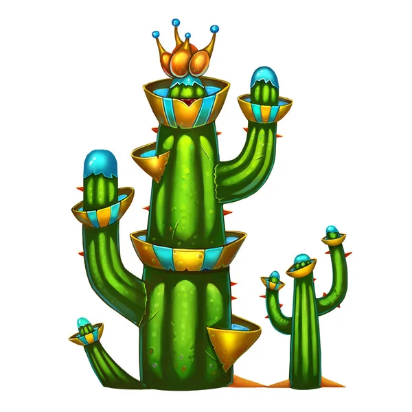 Bliska Widok Kolorowych Kaktusów Roślin Ilustracji — Zdjęcie stockowe