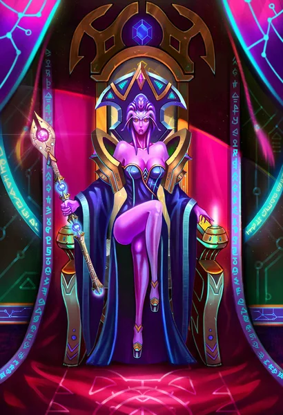 Nahaufnahme Der Königin Auf Dem Thron Illustration — Stockfoto