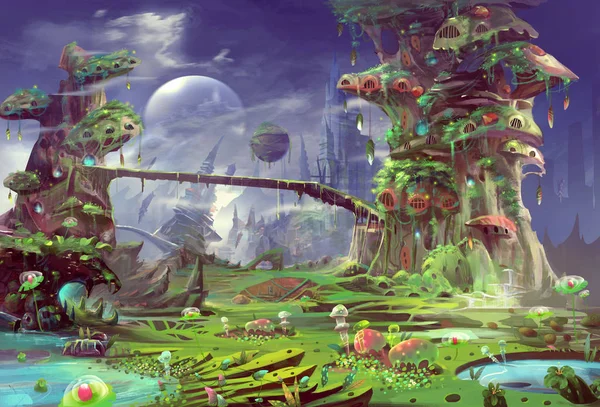 Unreal Magic Planet Illustration Background — Stock Photo, Image