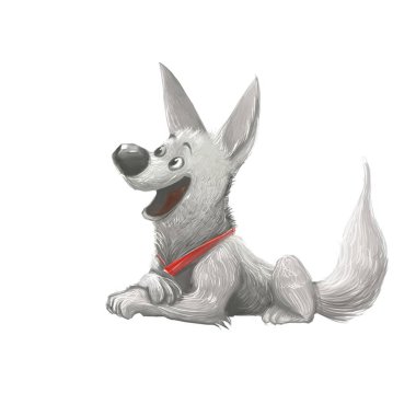 sevimli gri köpek illüstrasyon yakından görünümü