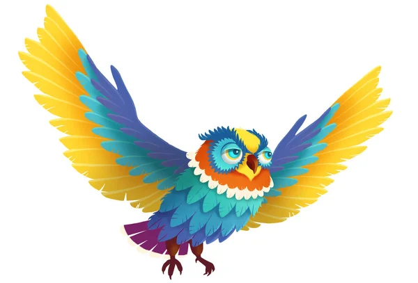 Close View Cute Colorful Owl Illustration — Stock Photo, Image