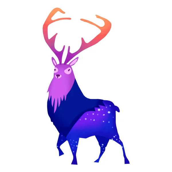 特写可爱多彩的鹿插图在白色背景 — 图库照片