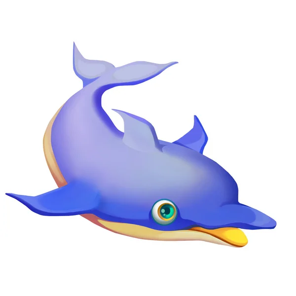 Иллюстрация Милого Фиолетового Дельфина Крупным Планом — стоковое фото