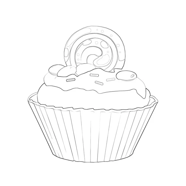 Close Vista Doce Cupcake Ilustração — Fotografia de Stock
