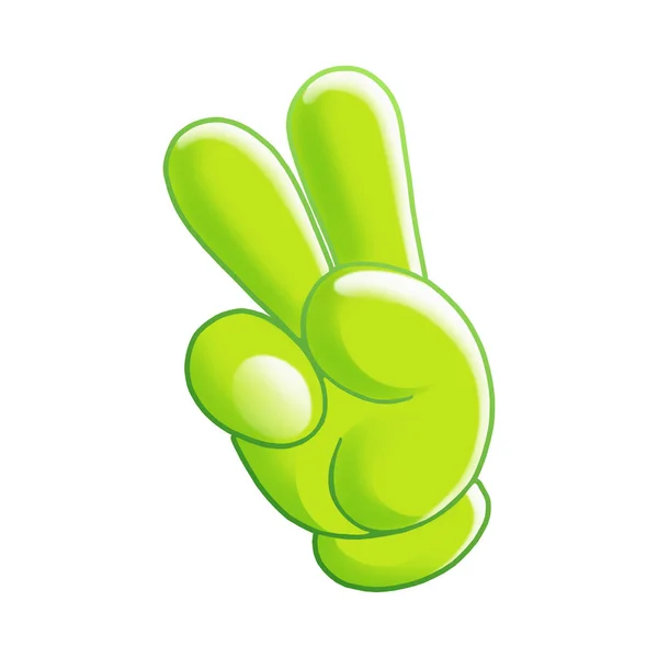 Close View Green Hand Showing Victory Sign Illustration — Stock Photo, Image