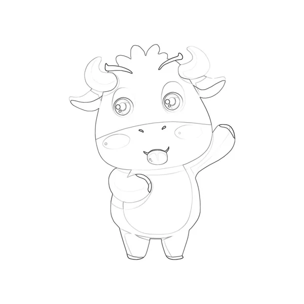 Close View Cute Line Cow Illustration — Stock Photo, Image